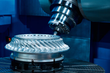 Producing turbine wheel part with five-axis lathe machine