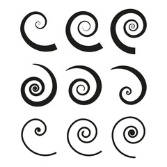 black swirls icons. Abstract geometric pattern. Vector illustration.