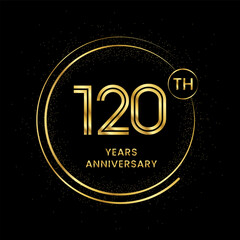 120 years anniversary with golden circle glitter and double circle line vector template