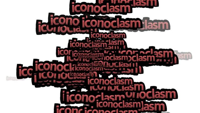 animated video scattered with the words ICONOCLASM on a white background