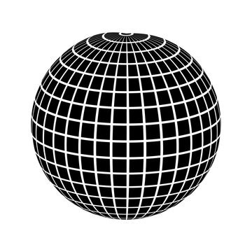 Retro disco ball. Black disco ball in modern style. Vector illustration.