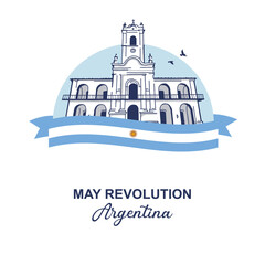 VECTORS. Editable banner for the May Revolution in Argentina (May 1810) - obrazy, fototapety, plakaty
