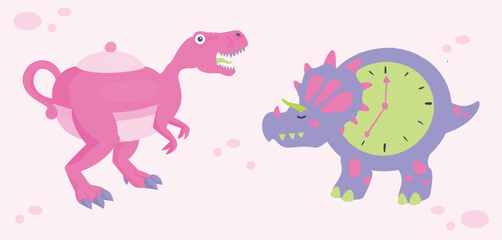 Cute Girly Tea-Rex and Snoozy Triceratop Dinos