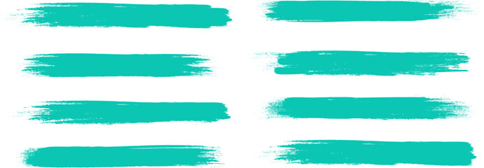Turquoise brush stroke set isolated on background. Paint brush stroke vector for ink paint, grunge design element, dirt banner, watercolor design, dirty texture. Trendy brush stroke, vector