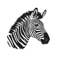 zebra, vintage logo line art concept black and white color, hand drawn illustration