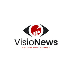 Modern eye combination logo with newspaper. Suitable for use as a logo for a newspaper journalist.