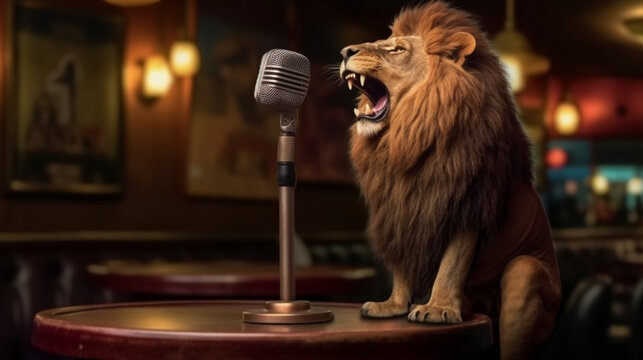lion in the night club