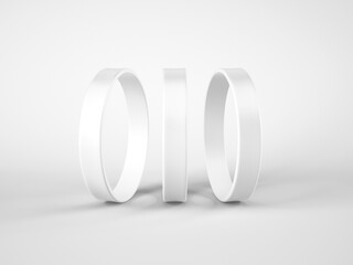 Blank Promo bracelets isolated on white background. 3D illustration, 3D rendering.
