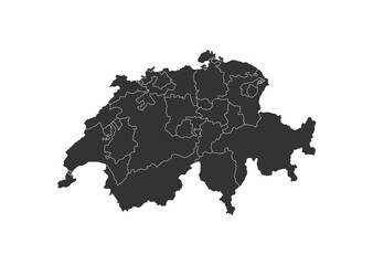 Map of Switzerland. Detailed map of Switzerland cantons and regions. Switzerland cantons map