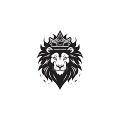 illustration of a lion king wearing a crown simple modern logo