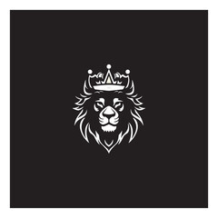 illustration of a lion king wearing a crown simple modern logo