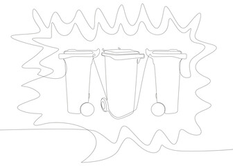 One continuous line of speech bubble with Garbage Bin. Thin Line Illustration vector concept. Contour Drawing Creative ideas.