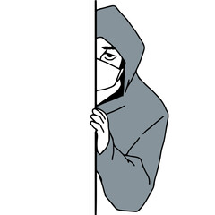 不気味な眼差しでのぞき見する不審者