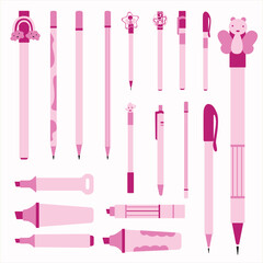 set of pink pencil