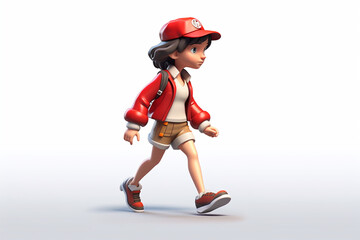Fototapeta na wymiar Girl walking icon 3d, generative ai