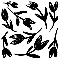 Doodle sketch style of flowers and leaves symbol vector illustration for concept design.