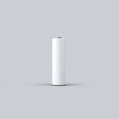 realistic white alkaline AA batteries in blister packed icon set. Design template for branding, mockup. Closeup isolated on white background. 3D illustration, 3D rendering.
