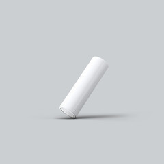 realistic white alkaline AA batteries in blister packed icon set. Design template for branding, mockup. Closeup isolated on white background. 3D illustration, 3D rendering.