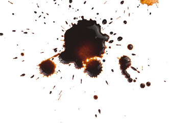 Coffee stains and splatters texture drip coffee on paper on background.
