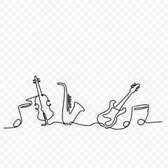 International Jazz Day, One continuous single line hand drawing
