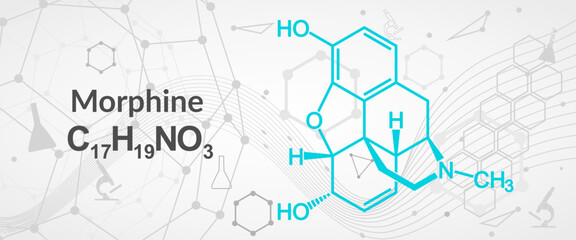 Obraz premium Morphine chemical formula. Morphine chemical molecular structure.
