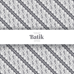 black and white hand drawn traditional batik seamless pattern