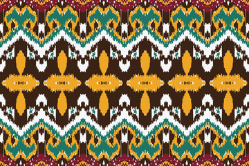 Motif Ikat seamless Pattern embroidery background. geometric ethnic oriental pattern traditional. Ikat Aztec style abstract vector illustration. design for print texture,fabric,saree,sari,carpet.