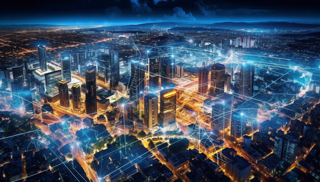 Smart City's Central Hub: Efficient Connected Infrastructure and Advanced Communication Networks in a Technologically Advanced Control Center - Generative AI