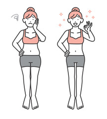 ダイエットに成功した女性のベクターイラスト素材／美容／ボディケア
