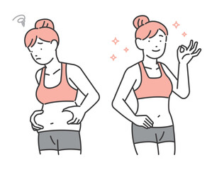 ダイエットに成功した女性のベクターイラスト素材／美容／ボディケア