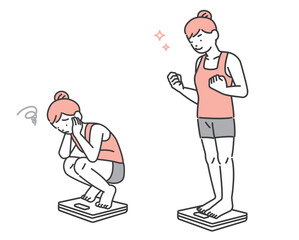 ダイエットに成功した女性のベクターイラスト素材／美容／ボディケア