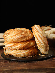Rougamo or roujiamo,Chinese hamburger,a plate of Chinese meat sandwich rougamo with spicy lamb meat fillings,Shaanxi,China