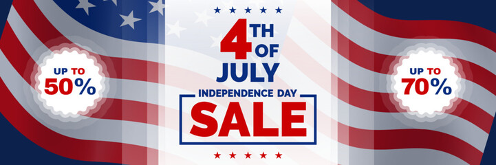 4th of July  Independence Day sale USA United States on America   banner design vector illustration