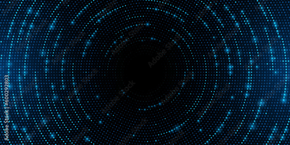 Poster futuristic digital circles of glowing particles. abstract circular sound wave. big data visualizatio