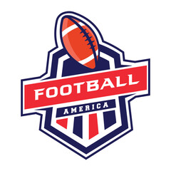Simple retro american football logo design template. With red and blue color combination