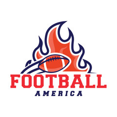 Simple retro american football logo design template. With red and blue color combination