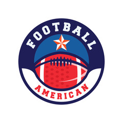 Simple retro american football logo design template. With red and blue color combination