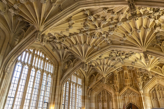 Interior view of the Divinity School in Oxford, UK