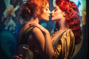 period romance fantasy of two women illustration 