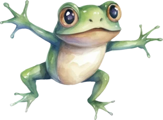 Foto op Aluminium Cute Frog Watercolor Illustration. Generative AI © ABC Vector