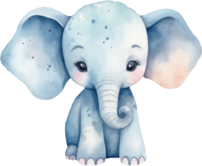 Cute Elephant Watercolor Illustration. Generative AI