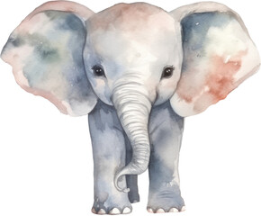Cute Elephant Watercolor Illustration. Generative AI