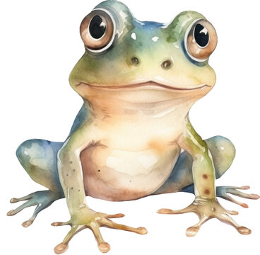 recommend clip art: Cute Frog Watercolor Illustration. Generative AI