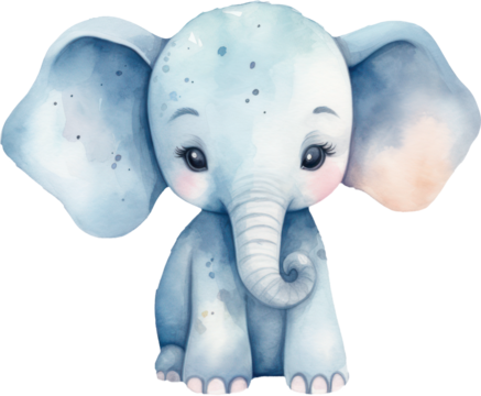 Cute Elephant Watercolor Illustration. Generative AI