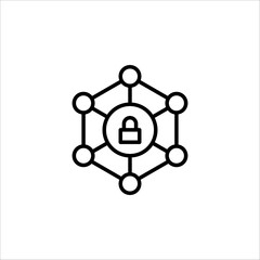 Cyber Security Icon. Security concept with a padlock and a points. Isolated on white background. App Symbol or UI element.