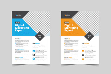 Modern flyer template design for a business proposal, pamphlet brochure cover design layout space for photo background, vector illustration template in A4 size.