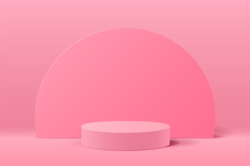 Pink 3D abstract minimal scene for mockup product