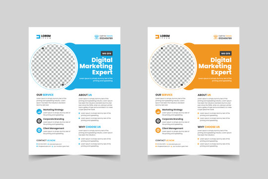 Modern flyer template design for a business proposal, pamphlet brochure cover design layout space for photo background, vector illustration template in A4 size.