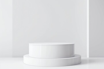 Product presentation with a white podium on white background