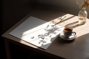 coffee and white blank paper